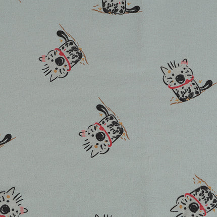 in stock Cotton Sanding Printed Fabric Proud Cat Floral Cloth Cartoon Children's Wear Shirt Fabric