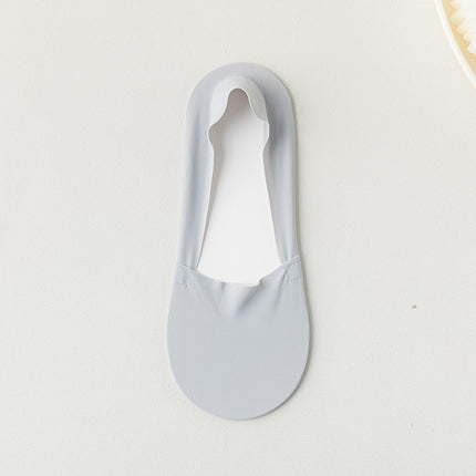 Women's Summer Thin Boat Socks, Solid Color, Low-Cut Invisible Socks, Silicone Non-Slip, Anti-Drop, Short Tube Seamless Cotton Socks