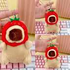 Bead chain style / Light brown strawberry hat capibala