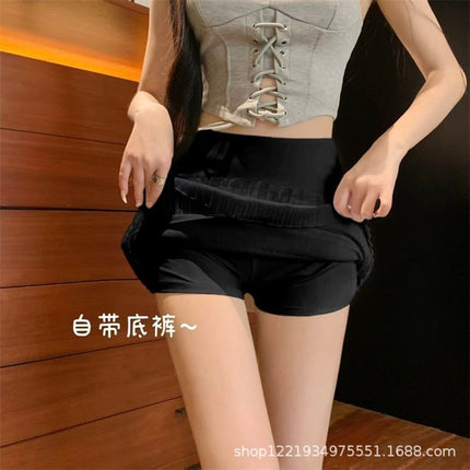 Korean Style High-Waisted Pencil Skirt, Sweet and Spicy Lace Short Skirt for Women, New White Pleated Pencil Skirt, Preppy Style