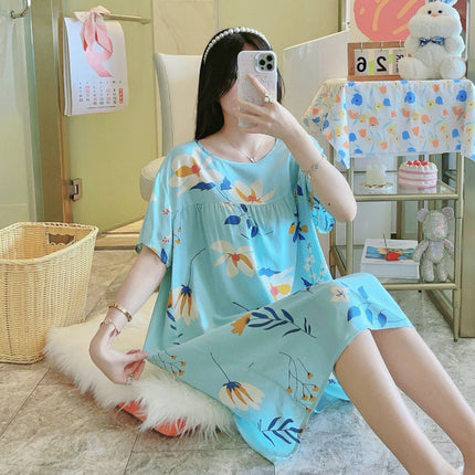 Cotton Silk Nightgown for Women 2026 New Style Casual Short-Sleeved Thin Loose-Fitting High-End Breathable Home Wear That Can Be Worn Outside