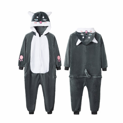 2025 New Flannel Mixed Wholesale Animal Cartoon One-Piece Pajamas Tom Cat Toilet Version Warm Home Clothes