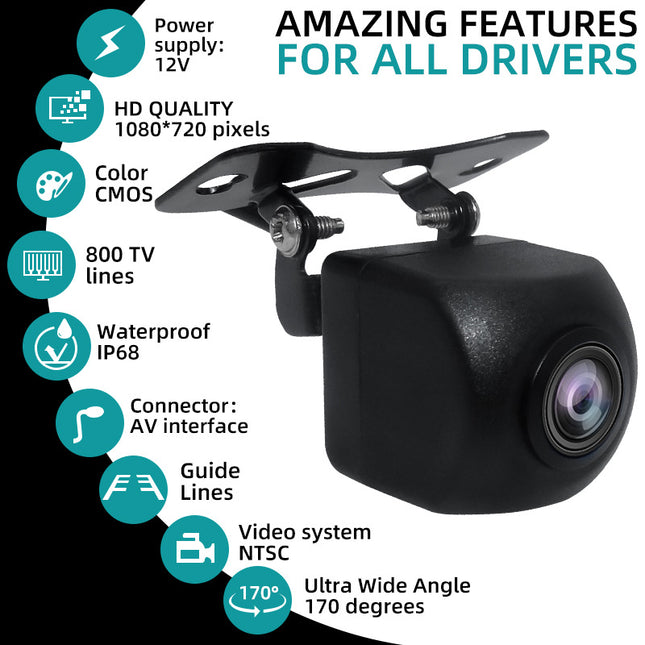 6V HD Starlight Night Vision CCD HD Reversing Rear View Camera Android Navigation AHD Display Universal