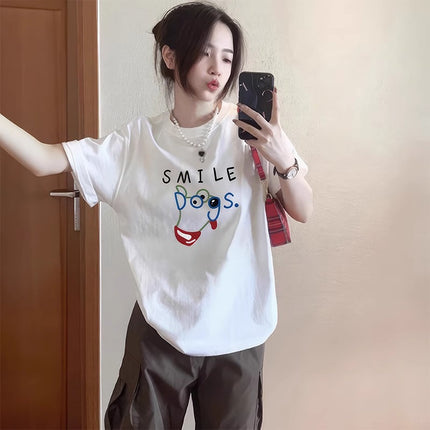 White Short-Sleeved Women's T-Shirt 2026 New Popular Loose-Fitting Women's Pure Cotton Base Shirt for Layering Half-Sleeve Summer Top