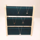 Solid wood 51 slot three-layer necklace rack dark green / 30.5X14X34