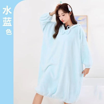 New Hooded Wearing Bath Towel Adult Bathrobe Loose Large Long Bathrobe Absorbent Cloak Poncho Home Clothes
