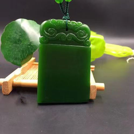High-Quality Imitation Hetian Jade Jasper Spinach Green Outer Mongolia Material Pendant Jade Jewelry Pendant for Sales Opening Gift Live Broadcast Model