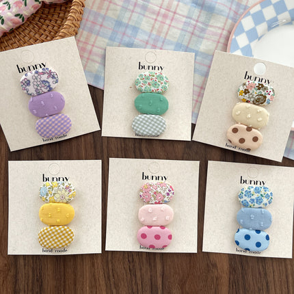 Korean-Style Fabric Children's Hair Accessory Small Oval Floral Bb Clip Fresh Versatile Baby Hairpin Hair Ornament Bangs Hair Clip