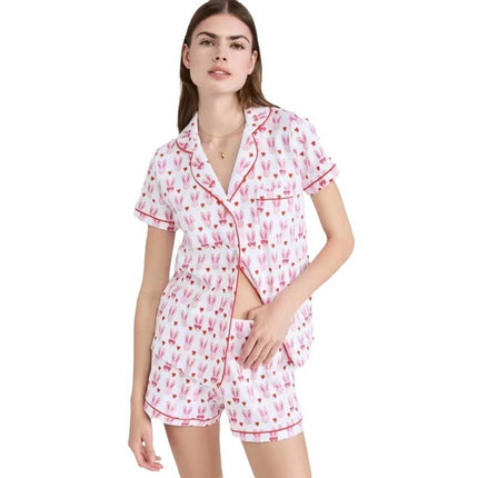 2024 Summer Amazon European and American Style Homewear Monkey Print Polo Casual Set Foreign Trade Pajamas European and American Style Set