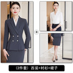Gray suit + skirt + shirt / S