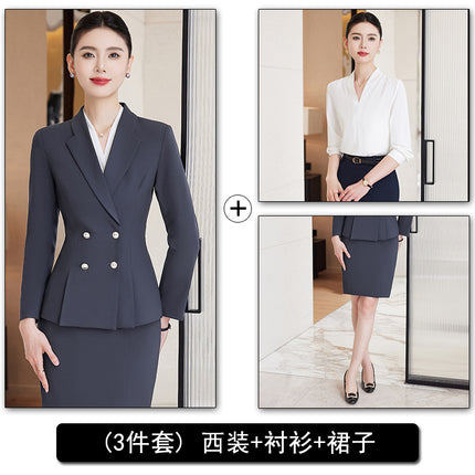Autumn and Winter Professional Small Suit Suit, Feminine Formal Suit Two-Piece Suit, Beautician Front Desk Work Clothes