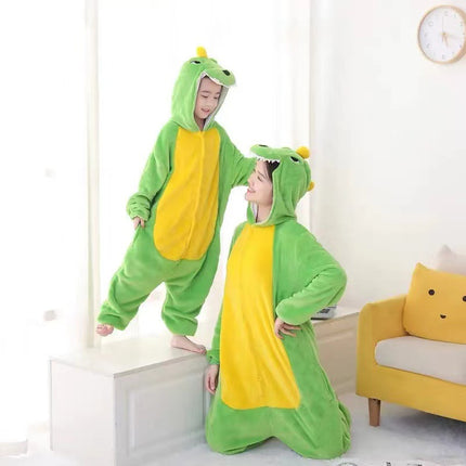 Fruit Green Dinosaur Cartoon One-Piece Pajamas Direct from Manufacturer Autumn and Winter Flannel Loungewear Wholesale Dropshipping Warm