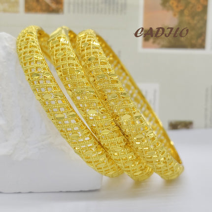 CADILO Copper Opening Bracelet Middle East 24K Gold Plated Women Fashion Bracelet European American Nigeria Bracelet