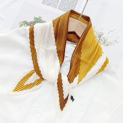 New wrinkled small square scarf female Korean imitation silk printed wrinkled small scarf Joker scarf decorative scarf wholesale