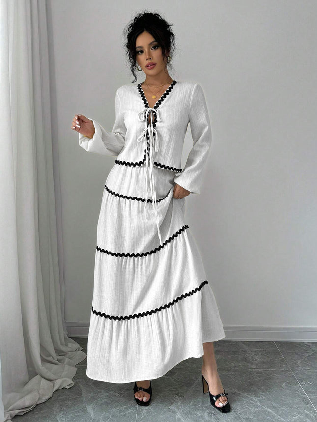 High-Quality Ready Stock 2025 Autumn Loose Slimming Floor-Length Dress Elegant Long-Sleeve Dress