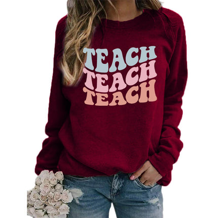 Amazon foreign trade source teach printed round neck jacket sweater European size European and American women's coat long sleeve autumn and winter