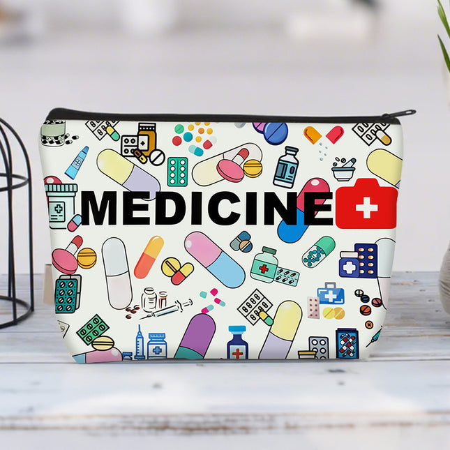 Cross-border Hot Selling Printed Canvas Cosmetic Bag Women Clutch Bag Student Zipper Pencil Case Wholesale Large Capacity Storage Bag