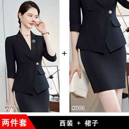 White high-end professional suit suit female summer temperament beautician beauty salon jewelry shop manager Front desk work clothes