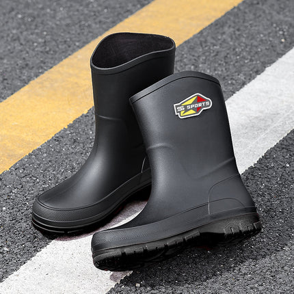 Medium and Short Tube 25 High Rain Boots Black Men's Rain Boots Cross-Border Environmentally Friendly Large Size 39-48 Wading Rubber Shoes Non-Slip Fishing Boots