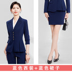 Blue suit + blue skirt / S