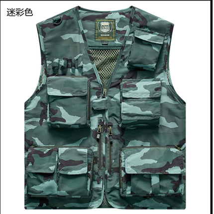 Four Seasons Photography Tooling Multi-Pocket Quick-Dry Vest Safety Waistcoat Logo Printing Men's and Women's Wear