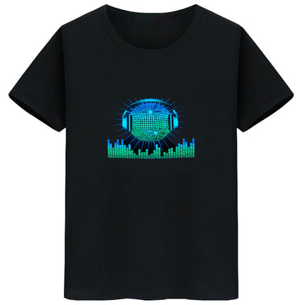 Luminous T-shirt men and women with cross-border Amazon disco net red bar nightclub led voice-activated luminous short sleeve wholesale