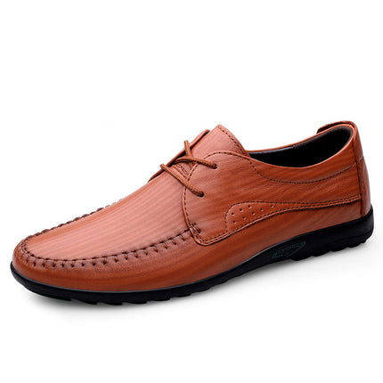 2025 Men's Summer Hollow Leather Shoes Soft Leather Comfortable Work Business Hole Leather Shoes Light Luxury Punched Shoes