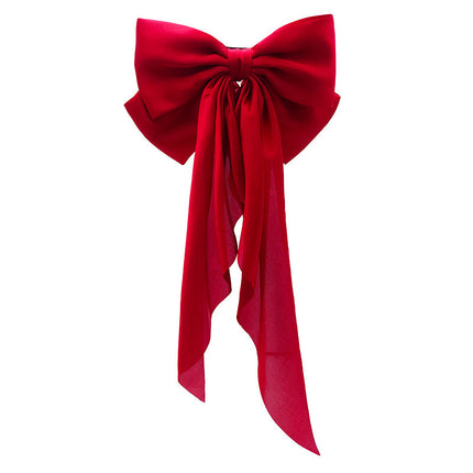 Yang Zi's Same Style Large Retro Ribbon Bow Hairpin for the Back of the Head, Super Fairy Elegant Hairpin Spring Clip Hair Accessory