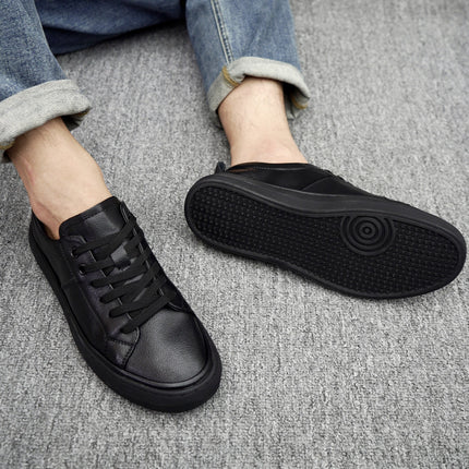 White Shoes 2024 Spring Genuine Leather Youth Trendy Sneakers Men's Slip-On Non-Slip Soft Sole Fashion Sports and Casual Shoes