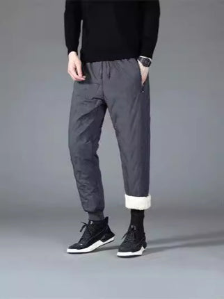 Lamb Down Pants Men's plus size Casual Pants Winter Windproof fleece-lined Thick Cold-resistant Warm Pants for Women