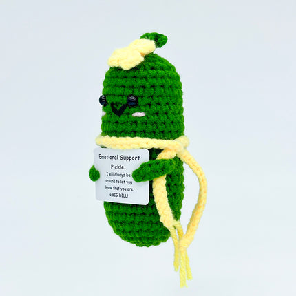Cross-Border Finished Handmade Knitted Doll Cartoon Emotional Support Emoji Funny Cucumber Keychain Ornament Gift