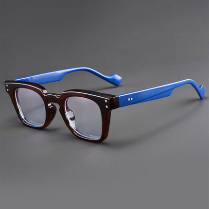 2025 new Hong Kong style small box retro fashion rice nail anti-blue mirror men's and women's simple all-match flat mirror