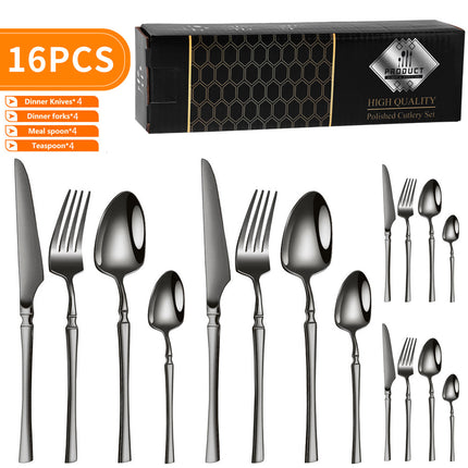Cross-border Amazon stainless steel tableware suit 16/24 piece set small waisted western steak knife, fork and spoon suit