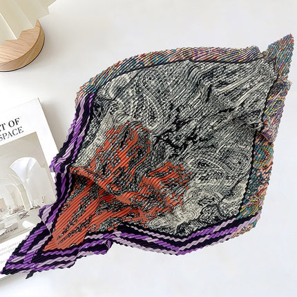 New wrinkled small square scarf female Korean imitation silk printed wrinkled small scarf Joker scarf decorative scarf wholesale