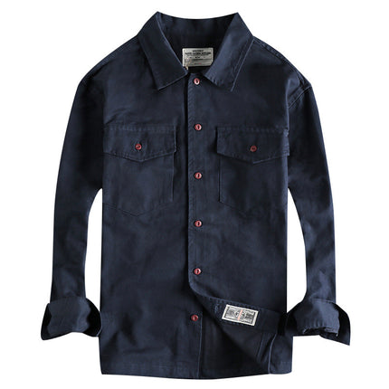 Autumn and Winter Engineer Shirt Jacket American Retro Military Green Tough Guy Men's Long-Sleeve Work Shirt