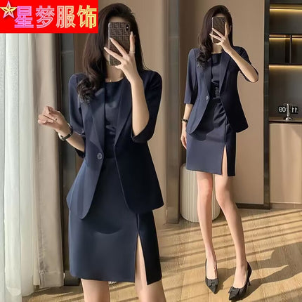High-end Suit Dress Women's Two-piece Summer Work Clothes Temperament Dress Professional dress Suit Jacket