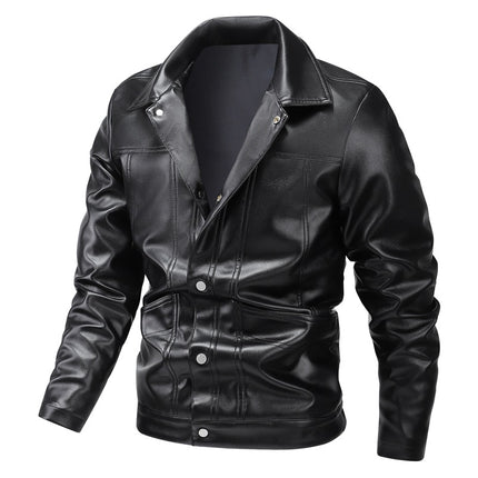 Ruilu-Leather) New Jacket Men's Vertical Collar Spring and Autumn Jacket Fashion Trendy Men's Casual Jacket Decorative Jacket Wind Outside