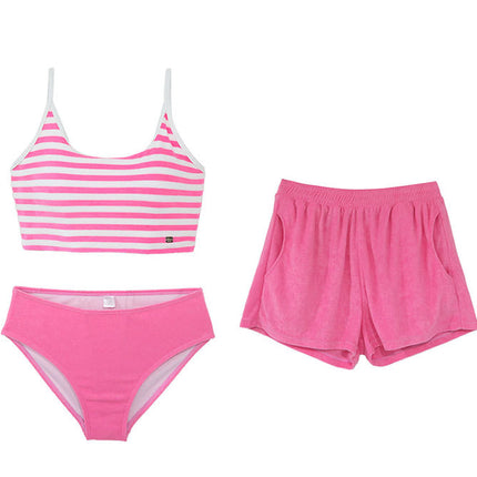 New Bikini Swimsuit Women's Three-Piece Bikini South Korea Towel Fabric Spa Seaside Holiday Swimwear
