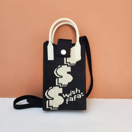 2026 Knitted Mobile Phone Bag, Small Square Bag, Versatile Crossbody Bag, Handbag, Commuting Casual, Artistic National Style