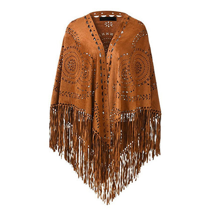 Suede solid color wheat triangle towel autumn warm shawl ladies fashion outside hollow tassel scarf wholesale