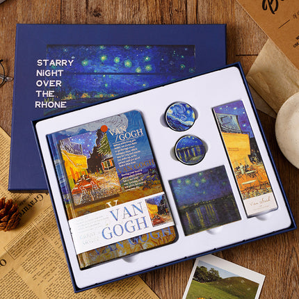 European and American Style Oil Painting Handbook Set Creative Van Gogh Monet Gift for Students Art Handbook Notepad Gift Box
