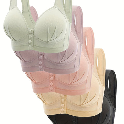 5Pcs Plus Size Seams Comfort Wires Push-Up Bra Set -