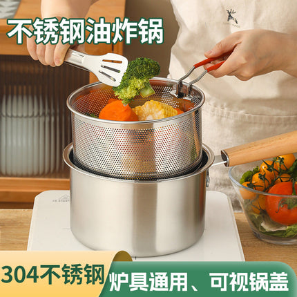 Stainless Steel Frying Pan Without Coating, Household Kitchen Frying Basket, Small Frying Pan, Baby Food Supplement Pot, Small Milk Pot, Frying Oil Pan