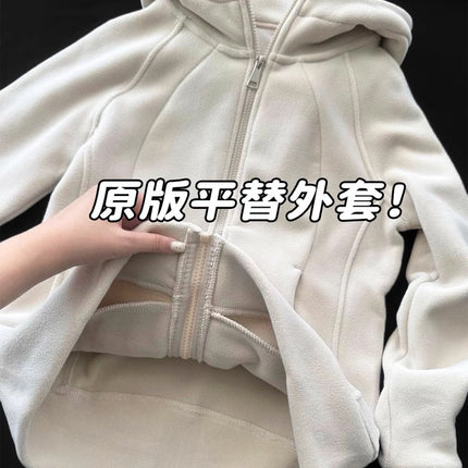 Polar Fleece Thickeneded Jacket Women's Fleece Jimo Sweatshirt Jacket Liner Autum Slim Cardigan Hooded