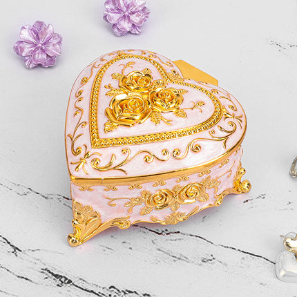 European retro metal jewelry box princess jewelry box exquisite enamel ladies necklace jewelry storage box wholesale