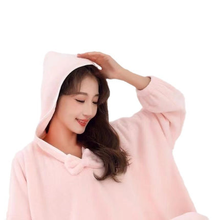 New Hooded Wearing Bath Towel Adult Bathrobe Loose Large Long Bathrobe Absorbent Cloak Poncho Home Clothes