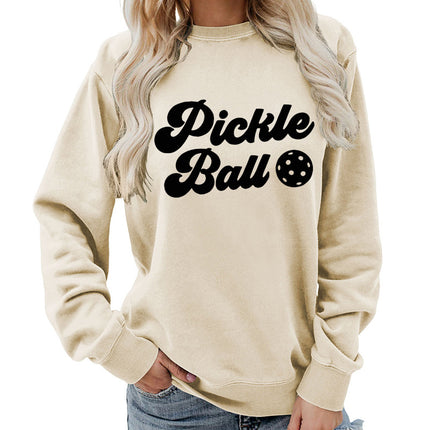 Pickle ball Printed Round Neck Women's Top Sweatshirt Foreign Trade Supply Autumn and Winter Coat Casual Loose European Size