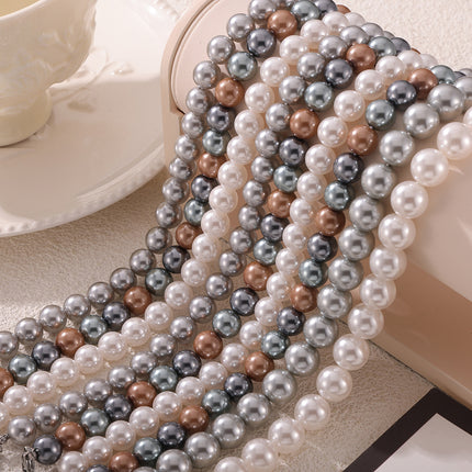 Korean fashion round high-gloss beaded necklace women's casual colorful round beads niche simple necklace jewelry wholesale