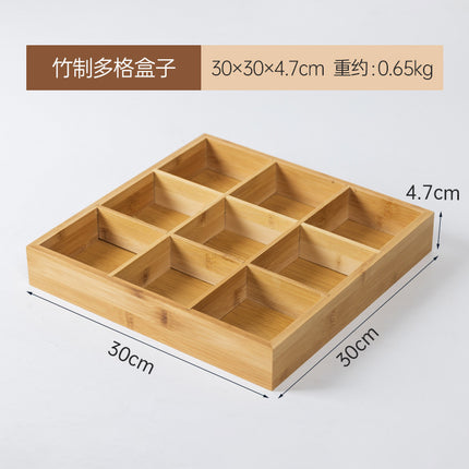 Desktop Dust-proof Tea Bag Storage Box Bamboo Cultural Play Jewelry Storage Box Medicine Sub-packing Box Jiugongge Storage Box