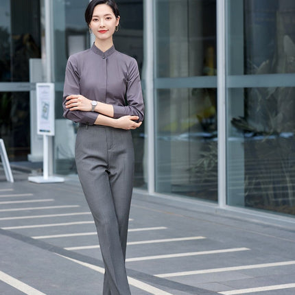 Professional suit Women's Spring and Autumn Gray Shirt Dress Men's and Women's Same Model Sales Office Car 4s Shop Sales Work Clothes